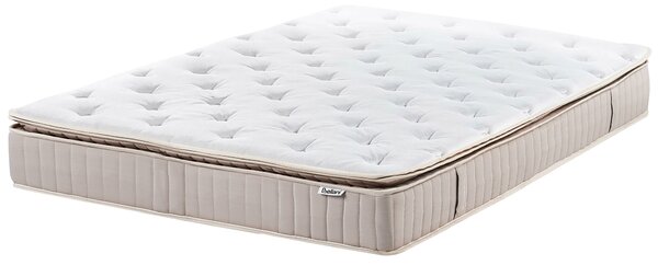 Latexový matrac s taštičkovými pružinami biela béžová 140 x 200 cm stredne tvrdý dvojlôžkový snímateľný poťah polyester spálňa doplnky