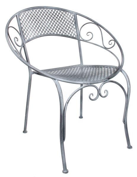 DEMA Záhradná stolička kovová Provence, sivá