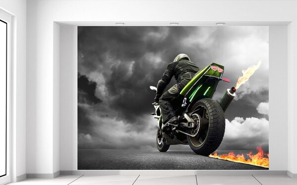 Gario Fototapeta Rýchla motorka s plameňom Materiál: Latexová, Veľkosť: 200 x 150 cm