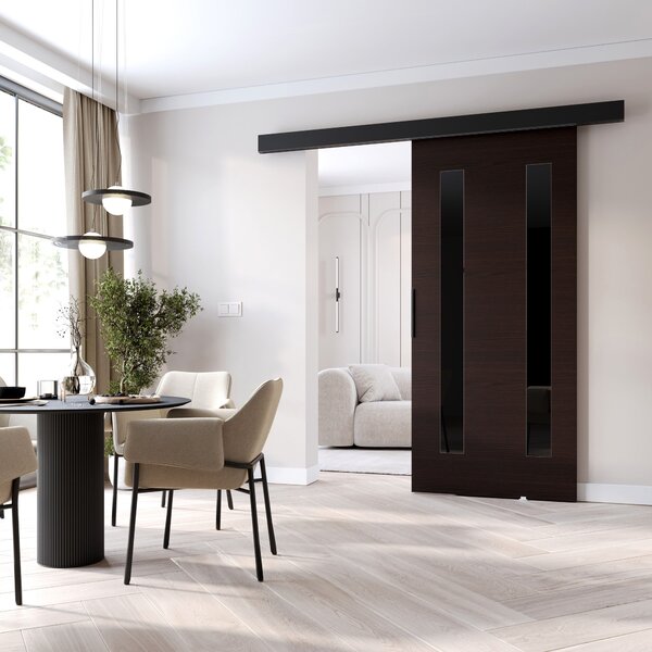 Posuvné dvere BARRET 18 - 96 cm, wenge / čierne