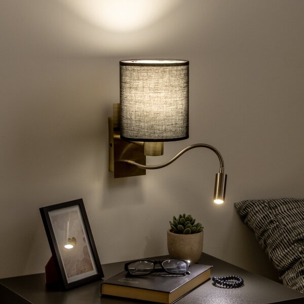 Brilagi - LED Nástenná lampa NUBILA 1xE27/25W/230V + LED/3W mosadz/čierna
