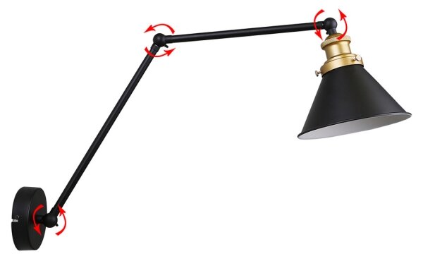 Nástenná lampička FUNDO 1xE27/40W/230V čierna/zlatá