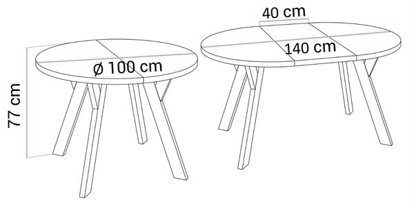 OKRÚHLY ROZKLADACÍ JEDÁLENSKÝ STÔL EWALD DUB ARTISAN + BIELY 100/140 cm