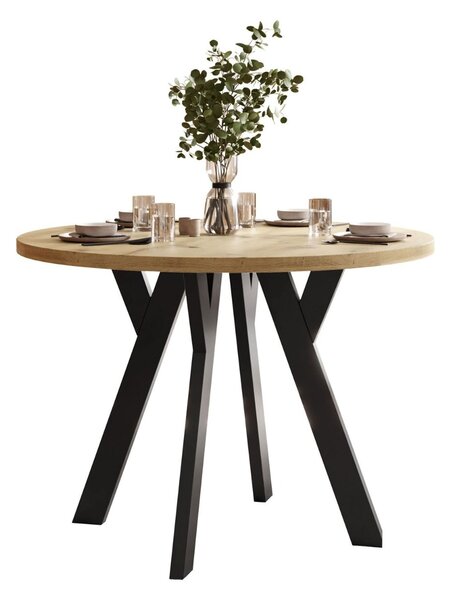 OKRÚHLY ROZKLADACÍ JEDÁLENSKÝ STÔL EWALD DUB ARTISAN + ČIERNY 100/140 cm