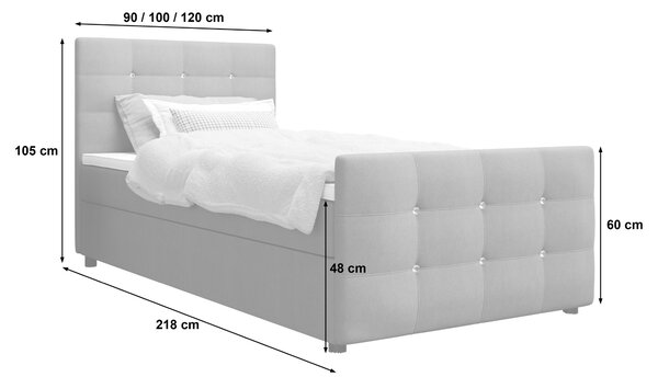 Jednolôžková posteľ 120x200 KAUR s úložným priestorom - biela