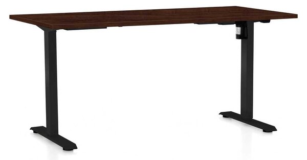Výškovo nastaviteľný stôl OfficeTech A, 160 x 80 cm, čierna podnož, wenge