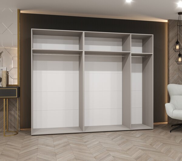 Elegantná šatníková skriňa CAITIR 1 250 cm - čierna / čierne úchyty