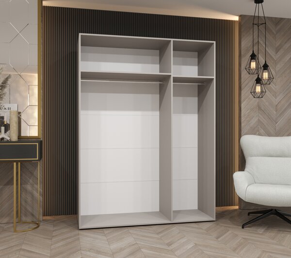 Elegantná šatníková skriňa CAITIR 1 150 cm - čierna / čierne úchyty
