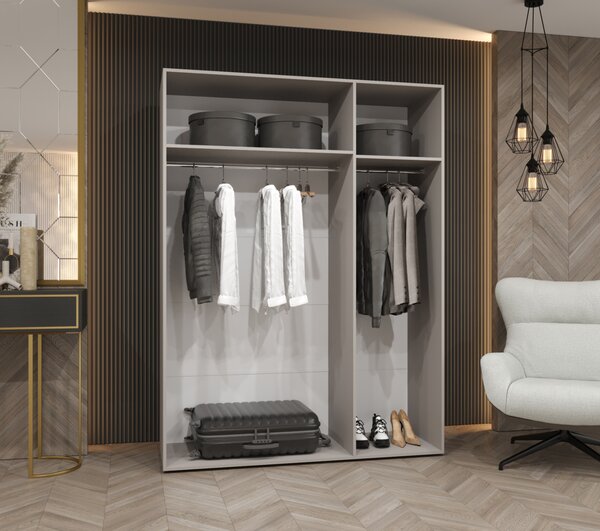 Elegantná šatníková skriňa CAITIR 1 150 cm - čierna / čierne úchyty