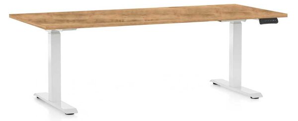 Výškovo nastaviteľný stôl OfficeTech C, 180 x 80 cm, biela podnož, dub zlatý