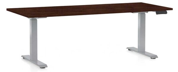 Výškovo nastaviteľný stôl OfficeTech D, 180 x 80 cm, sivá podnož, wenge