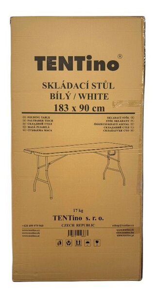 TENTino Skladací stôl 183x90 cm CELÝ WHITE