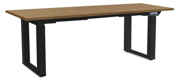 Výškovo nastaviteľný stôl OfficeTech Strong 200 x 80 cm, čierna podnož, dub kamenný