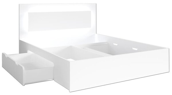 Manželská posteľ so šuplíkmi 140x200 DUITAMA - biela + LED osvetlenie ZDARMA