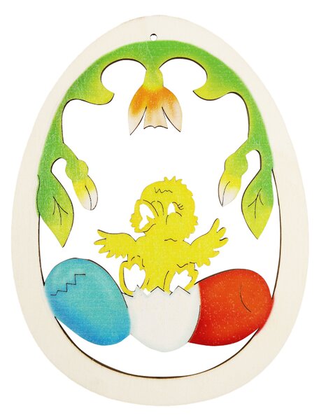AMADEA Drevená dekorácia vajíčko kura, veľkosť 18 cm, český výrobok