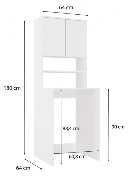 Kúpeľňová skrinka nad práčku MARGO - biela