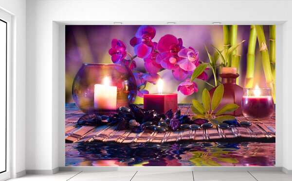 Gario Fototapeta Štýlová kompozícia Orchidea a relax Veľkosť: 200 x 135 cm, Materiál: Latexová
