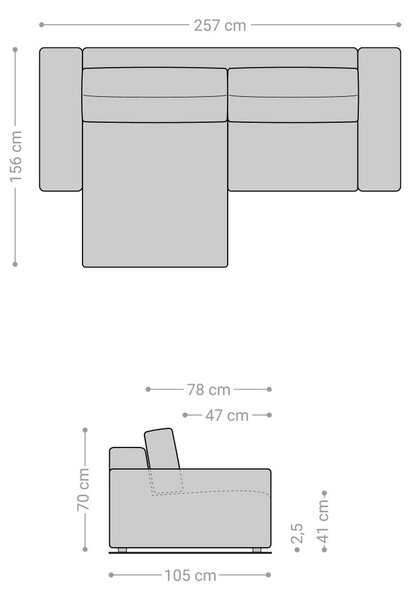 DELIFE Rohová pohovka Lanzo L 260x160 cm bouclé bielo-krémová ležadlo variabilné