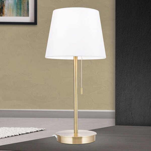 ORION Stolná lampa Ludwig s USB portom biela/star mosadz, Hnedá / staromosadz, Obývacia izba / jedáleň, kov, Moderný, Stojacie svietidlo