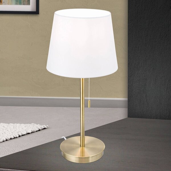 ORION Stolná lampa Ludwig s USB portom biela/star mosadz, Hnedá / staromosadz, Obývacia izba / jedáleň, kov, Moderný, Stojacie svietidlo