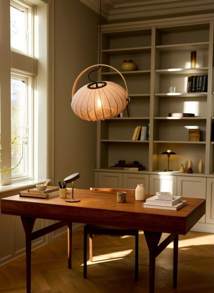 Halo Design 746354 - Závesný luster na lanku DC 1xE27/40W/230V pr. 40 cm sivý/dub