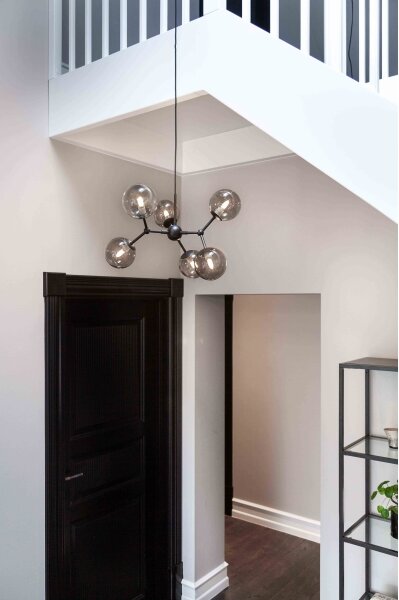 Halo Design 738823 - Luster na lankách ATOM 6xG9/28W/230V pr. 57 cm čierna/k. čierna