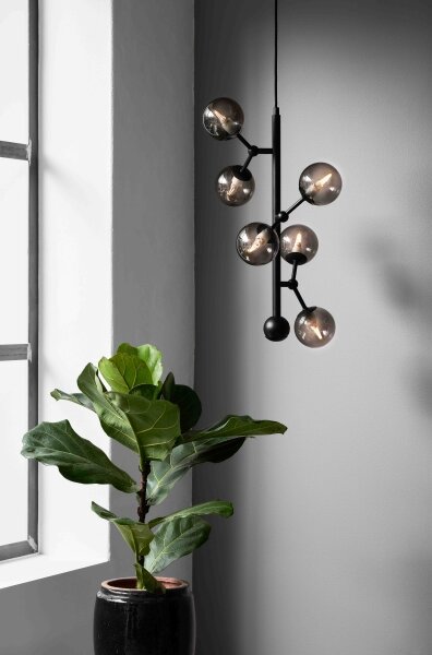 Halo Design 738854 - Závesný luster na lanku ATOM 6xG9/28W/230V pr. 30 cm čierna/k. čierna