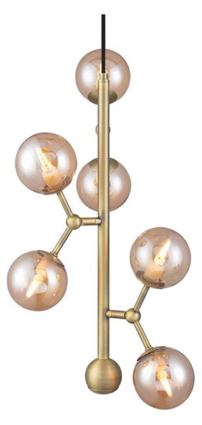Halo Design 738861 - Luster na lankách ATOM 6xG9/28W/230V pr. 30 cm mosadz/k. béžová
