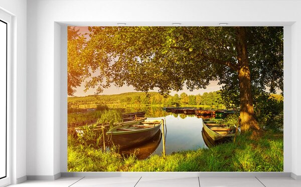 Gario Fototapeta Člny na jazere Veľkosť: 368 x 248 cm, Materiál: Latexová