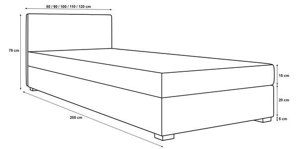 Jednolôžková posteľ 80x195 AJKA 1 - čierna / šedá