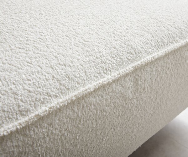 DELIFE Rohová pohovka Sirpio XL 270x170 cm bouclé bielo-krémová ležadlo variabilné s taburetom