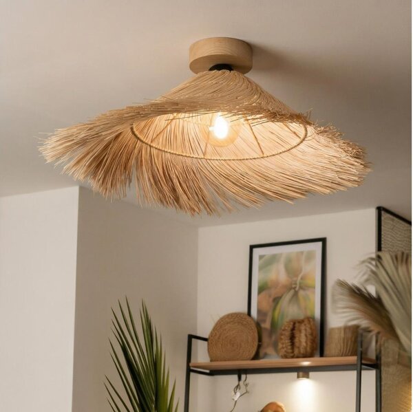 Brilagi - LED prisadený luster CERIA BOHO 1xE27/40W/230V pr. 70 cm ratan/dub