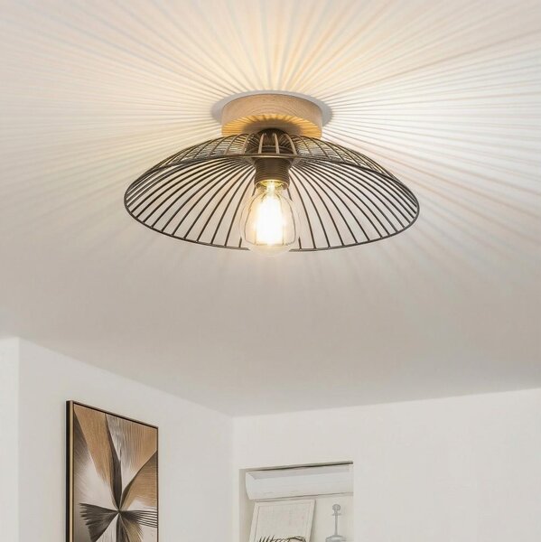 Brilagi - LED prisadený luster CERIA WIRE 1xE27/40W/230V priemer 38 cm čierna/dub