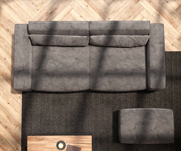 DELIFE Veľká pohovka Sirpio 230x95 cm mikrovlákno khaki-hnedá s taburetom