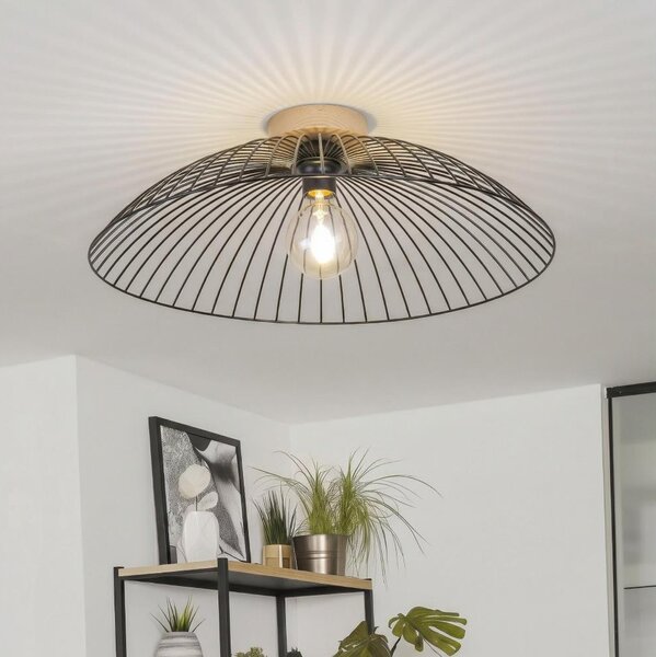 Brilagi - LED Prisadený luster CERIA WIRE 1xE27/40W/230V pr. 60 cm čierna/dub