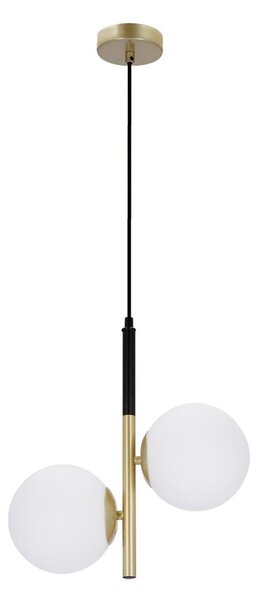 Luster na lanku DUO 2xE14/40W/230V zlatá/čierna