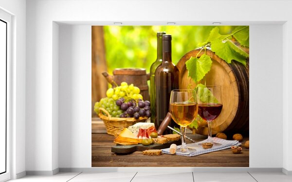 Gario Fototapeta Červené a biele víno Veľkosť: 268 x 240 cm, Materiál: Latexová