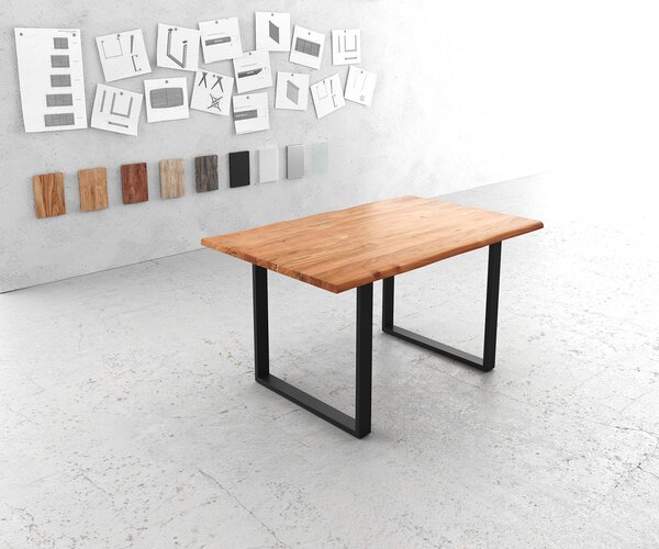 DELIFE Jedálenský stôl Edge 140x90 akácia prírodná kov čierna Live-Edge