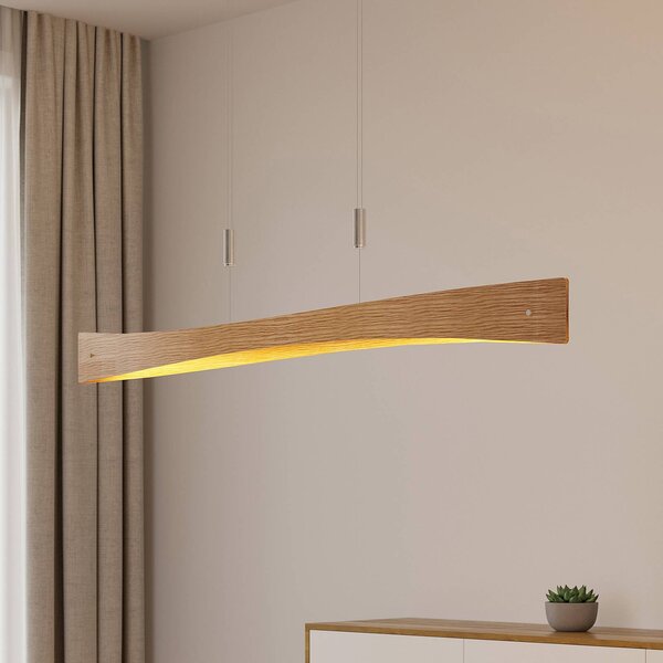 Lindby Závesné svietidlo LED Beazina, dub, kov, 118 cm, Svetlé drevo, Obývacia izba / jedáleň, kov, Moderný, Závesné svietidlo
