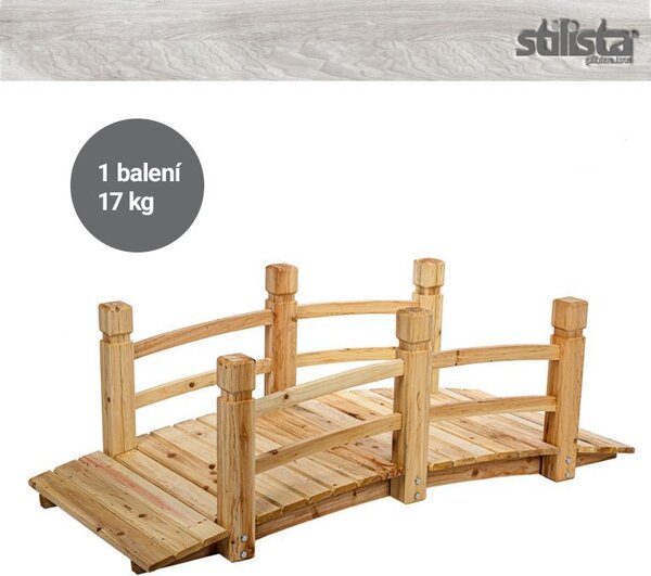 Záhradný drevený mostík XXL, 150 x 67 x 55 cm,nosnosť 150 kg