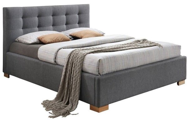 Čalúnená posteľ COPENHAGEN 160 x 200 cm farba šedá/dub