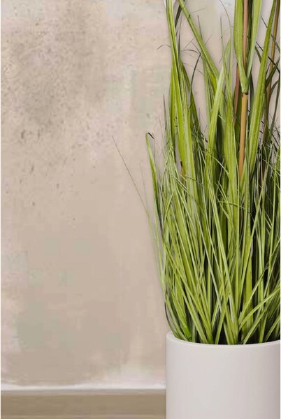 Umelá tráva v krémovom kvetináči SECCA, plast, výška 120 cm, zelená