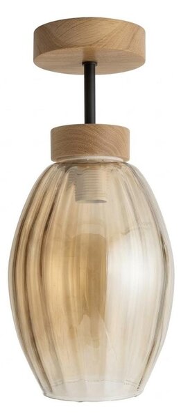 BRILAGI - LED Prisadený luster R GLASS 1xE27/60W/230V pr. 17cm dub/dymovo-béžová