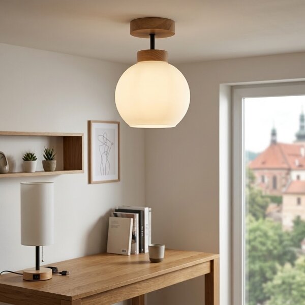 BRILAGI - LED prisadený luster RETRO GLASS 1xE27/60W/230V pr. 15 cm dub/biela