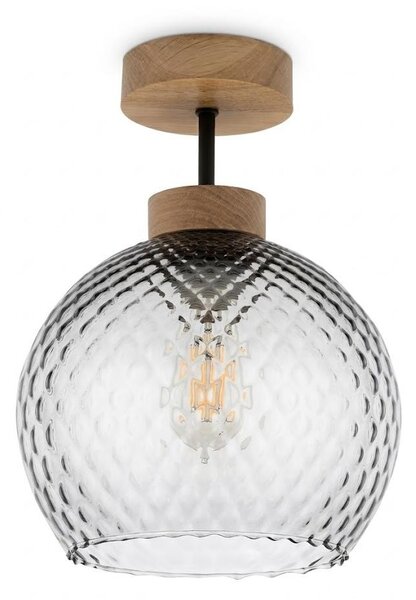 BRILAGI - LED Prisadený luster R GLASS 1xE27/60W/230V pr. 25 cm dub/dymovo-šedá