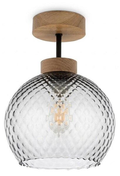BRILAGI - LED Prisadený luster R GLASS 1xE27/60W/230V priemer 18 cm dub/dymová sivá
