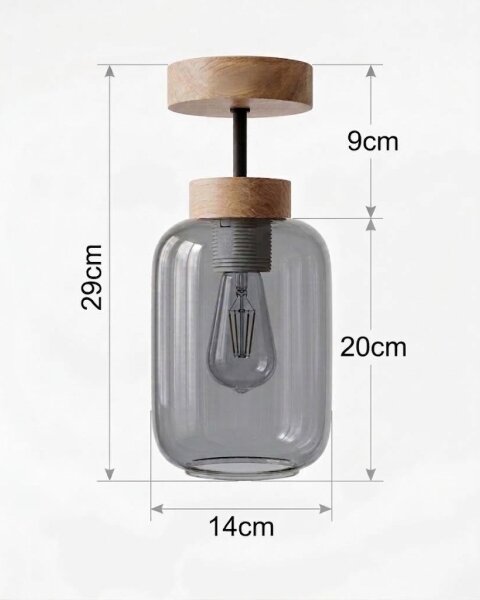 BRILAGI - LED prisadený luster R GLASS 1xE27/60W/230V pr. 14 cm dub/dymovošedá