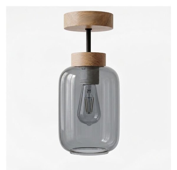 BRILAGI - LED prisadený luster R GLASS 1xE27/60W/230V pr. 14 cm dub/dymovošedá