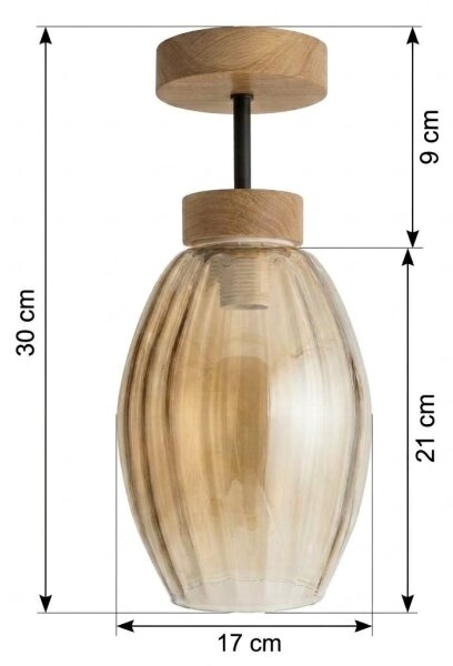 BRILAGI - LED Prisadený luster R GLASS 1xE27/60W/230V pr. 17cm dub/dymovo-béžová