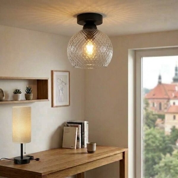 BRILAGI - LED stropné svietidlo R GLASS 1xE27/60W/230V pr. 18 cm čierna/dymová sivá